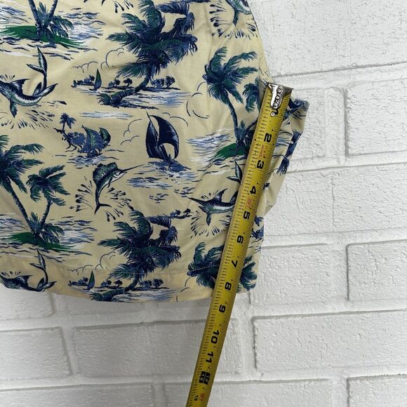 CHAPS Shorts All Over Print Marlins Boats Palm Trees Yellow Mens 36 Hawaiian - Picture 8 of 8